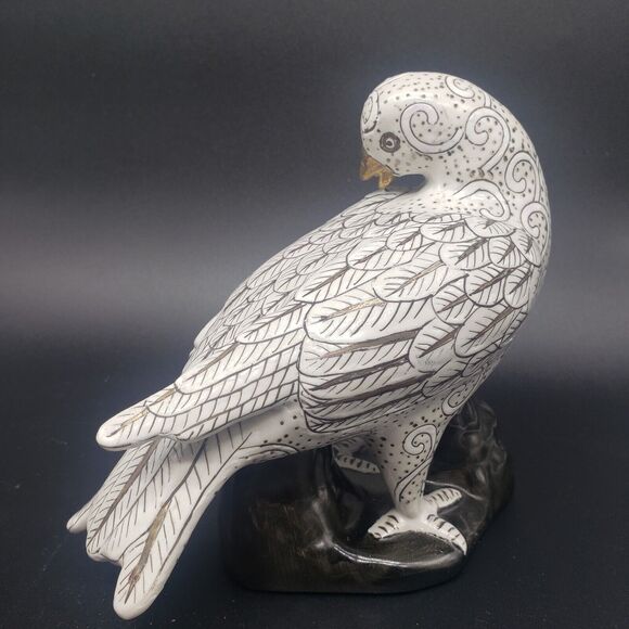 VTG Kinder Harris Hand painted Set (2) Porcelain Doves. HFP Macau. White w/ Gold - Picture 4 of 13